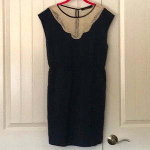 Navy blue dress with laced neckline